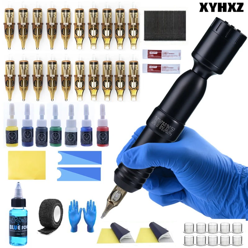 XYHXZ Tattoo Kit - Wireless Tattoo Pen Kit Tattoo Gun Kit with Tattoo Power Supply and 20 Pcs Tattoo Cartridge Needles, Compl