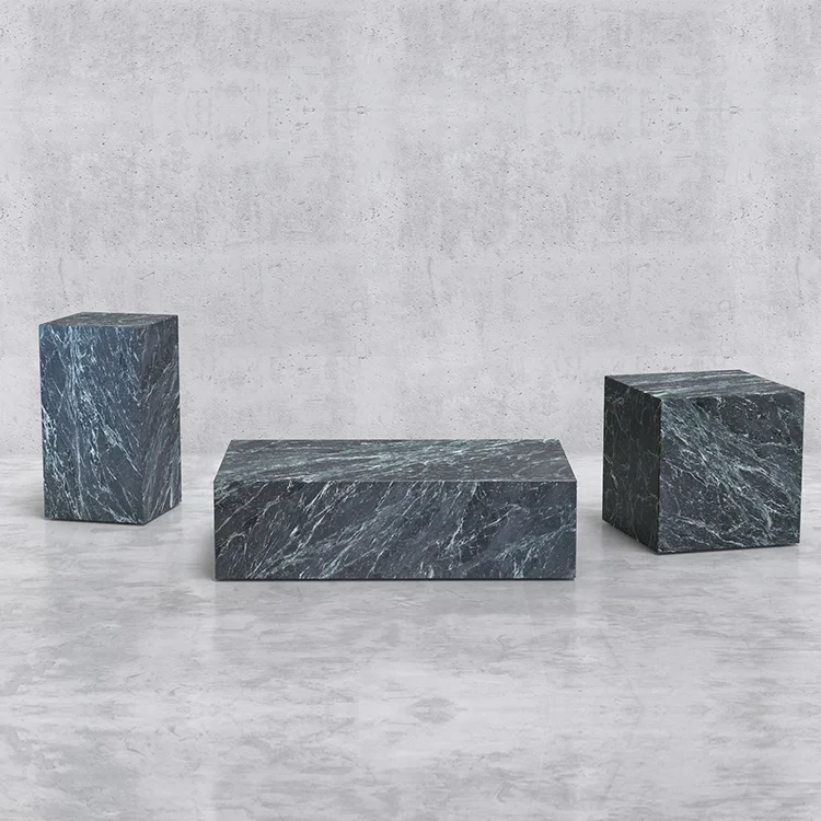 Fantastic Modern Design Home Furniture High Quality Luxury Green Marble Pedestal Side & Center Coffee Tea Table