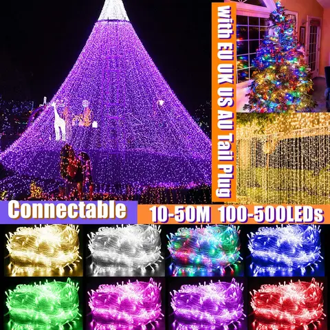 LED 스트링 조명, 방수 페어리 스트링 조명, 400 LED 반짝이 조명, 파티 정원 웨딩 크리스마스 야외 실내 조명, 40m