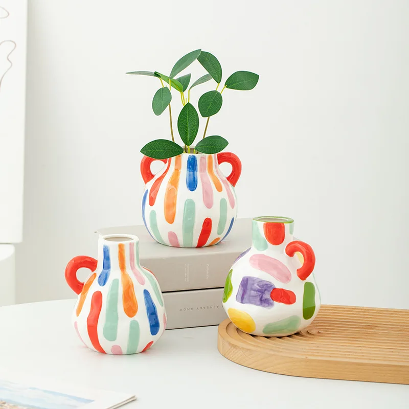 Modern Colorful Ceramic Vases, Potted Plants, Dining Table Decorations, Flower Arrangement Vases, Room Aesthetic Decoration