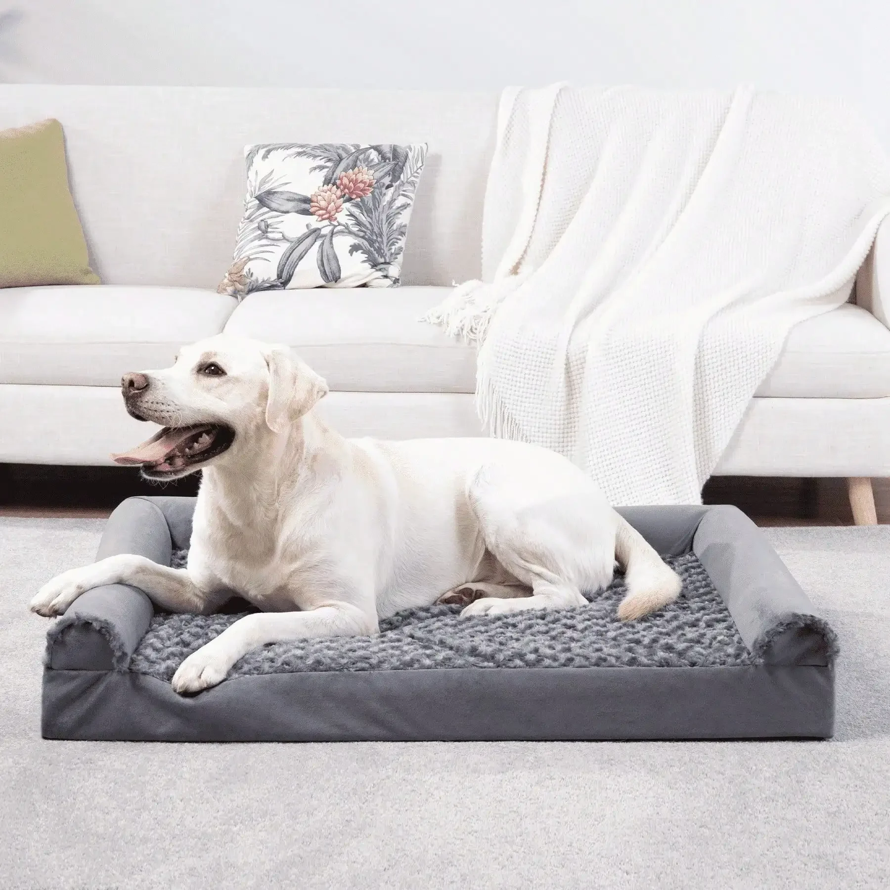 

Pet Couch For Large Dogs, Waterproof Dog Bed With Memory Foam & Removable Washable Cover, Non-Slip Bottom Pet Sofa Be
