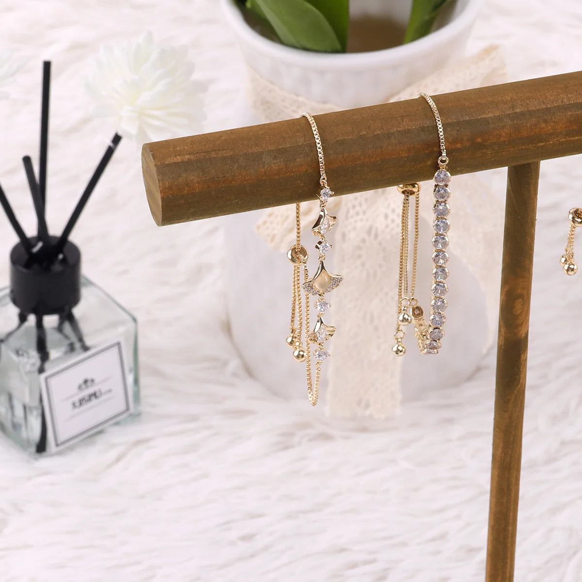 Holz Schmuck Armband Lagerung Display Kette Uhr T-Bar Rack Organizer Harte Ständer Halter Schmuck Display Armband Display Rack