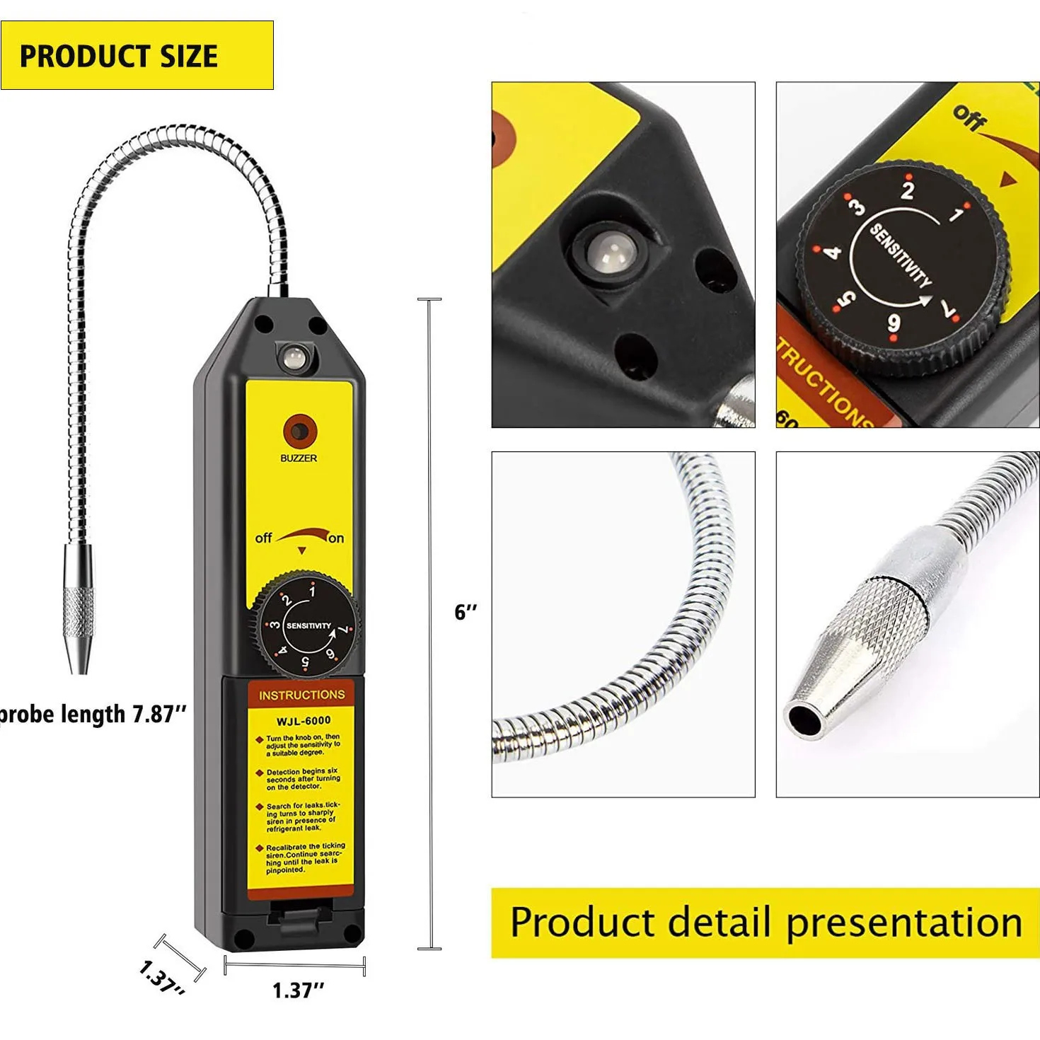 Handheld Halogen Leak Meter, Digital Display Waterproof Refrigerant Detector for Car Freon Coolant Leak Testing