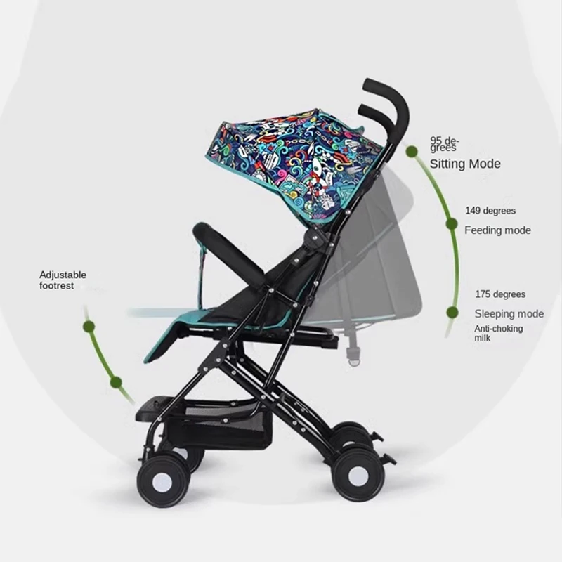 Baby Buggy kan zitten of liggen Lichtgewicht opvouwbare medaillon Paraplu Auto Baby 0 tot 3 jaar oud Kinderwagen