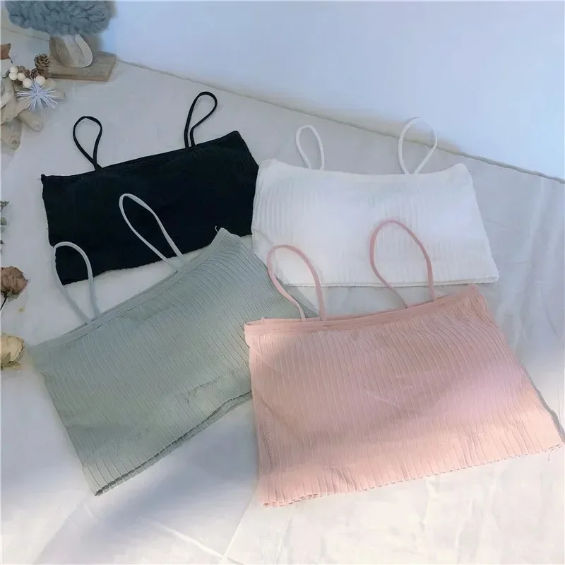 

2025 Fashion Slim Women Tank Top Fashion Korean Version Polyester Fiber Tube Top Underwear Breathable Bra Tank Top
