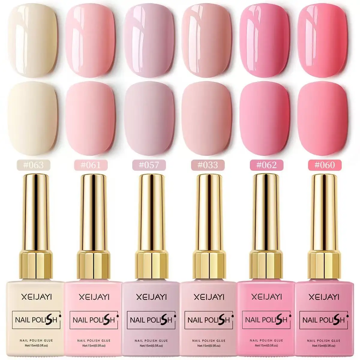 XEJAYI 6개 캔디 슈가 젤 네일 폴리쉬 세트 UV LED 쏙 오프 젤, 세미 퍼머넌트, DIY 살롱 퀄리티 네일 아트 젤