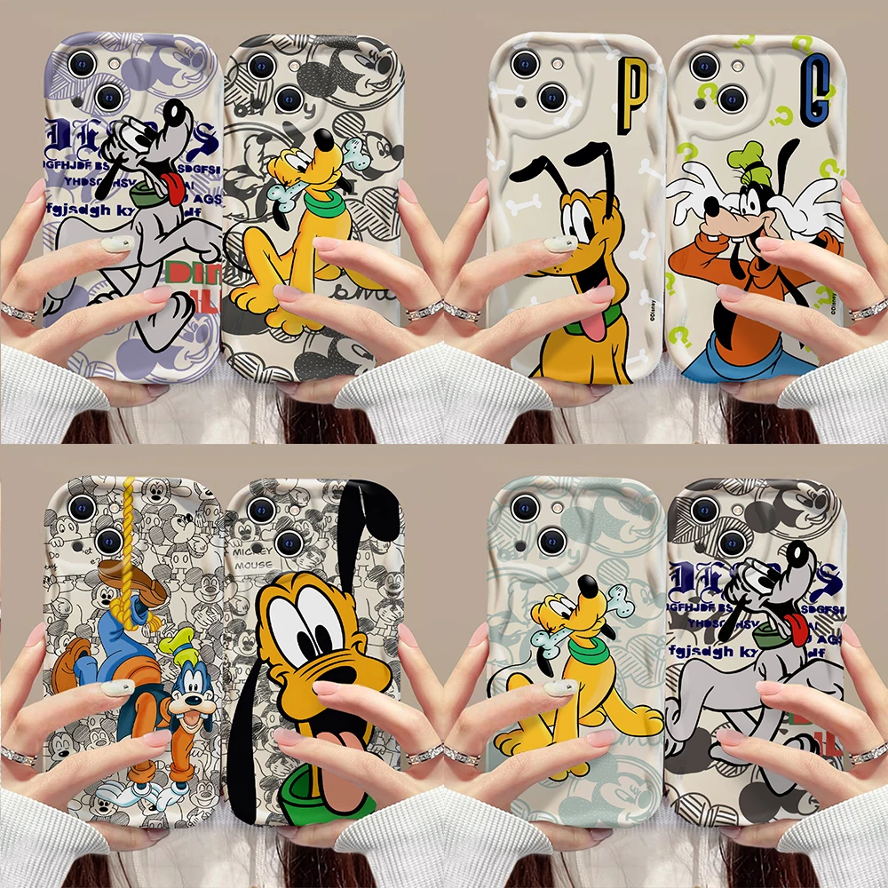 Funny Cute Goofy Goof Pluto 3D Wave Case For iPhone 15 14 13 12 11 Pro Max Mini X XR XSMAX 8 7 6S Plus Soft Silicone Cover