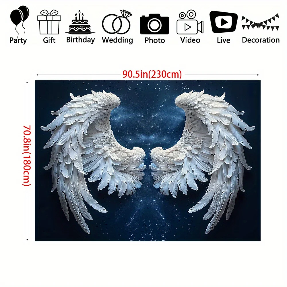 Starry Night Angel Wings Backdrop - Versatile Polyester Banner For Outdoor, Scene & Party Decorations