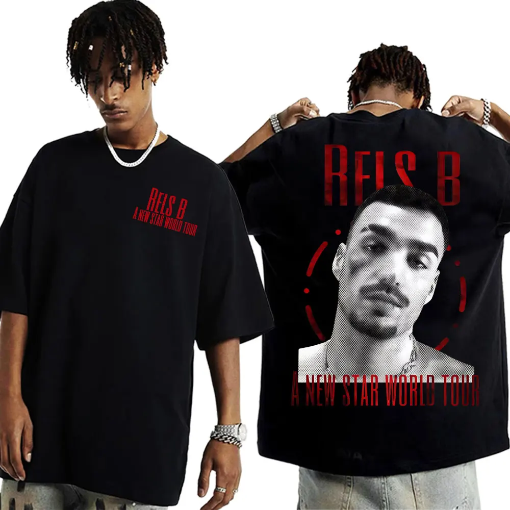 2025-26 الصيف رائجة البيع Rels B A جديد طعنة Worlo جولة 2025 ميرش مغني الراب تي شيرت الرجال خمر الهيب هوب القطن قصير الأكمام