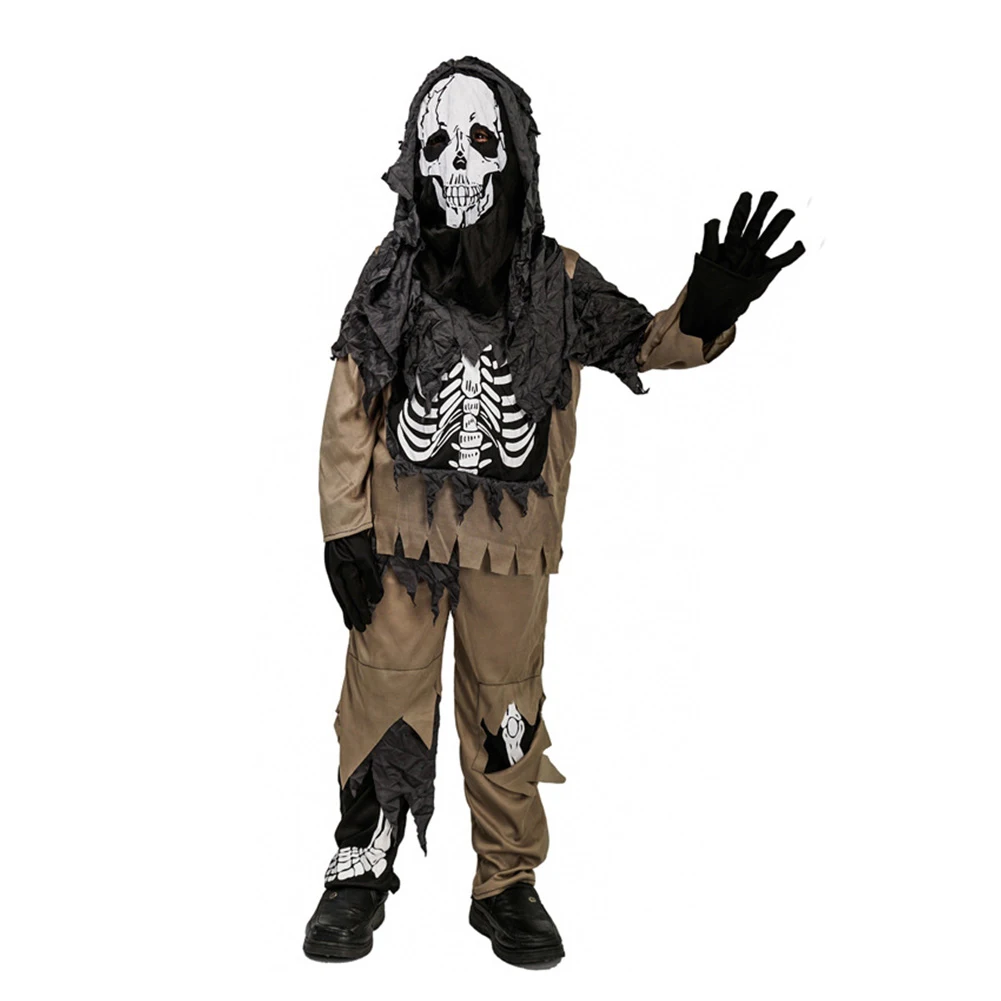 Kids Halloween Cosplay Skeleton Role Play Outfits Stage Performance Clothes Boys Girls Children Fantasy Fancy Dress Party Cloth