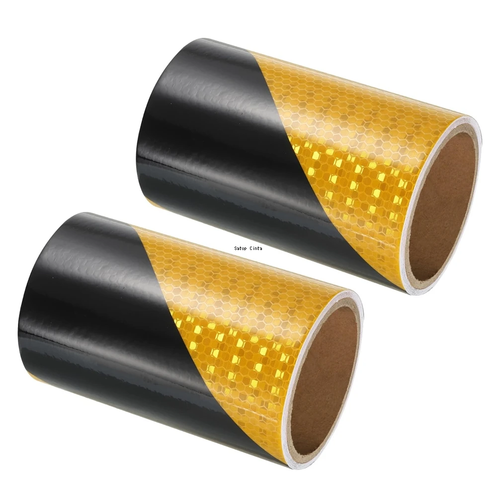 5cm/10cm/15cm/20cm*5M Reflective Tape Twill Yellow-Black Waterproof Adhesive Safety Warning Reflectors Sticker For Truck Trailer