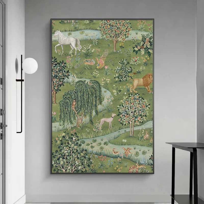 ويليام موريس طبيعة الزهور النباتية معرض فني للحيوانات ملصق ، بومة وصفصاف قماش اللوحة ، صور الحائط ، ديكور المنزل #5