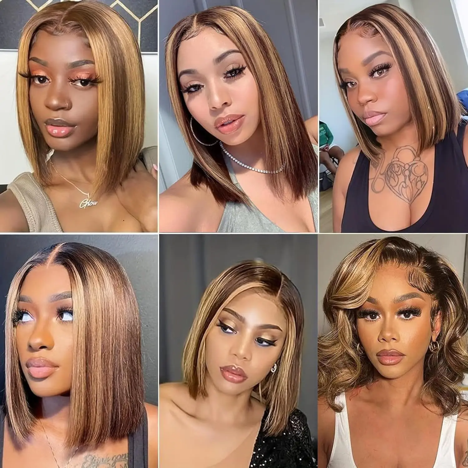 Highlight Lace Front Wig Bob Human Hair 13x4 Straight 180% Density HD Transparent Lace Frontal Wigs bob hair lace front wig