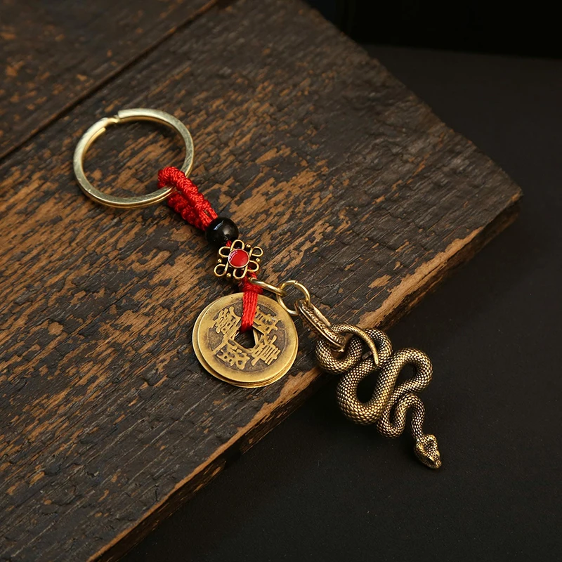 2025 Year Of Chinese Zodiac Snake Lucky Pendant Keychain Creative Wealth Key Ring Accessories Women Men Bag Charm Jewelry