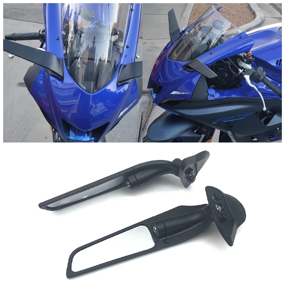 

Fits for Yamaha YZF R7 R6 ABS YZF-R7 YZF-R6 2017-2025 Motorcycle Airfoil Rearview Mirrors Adjustable Rotating Wind Wing Mirror