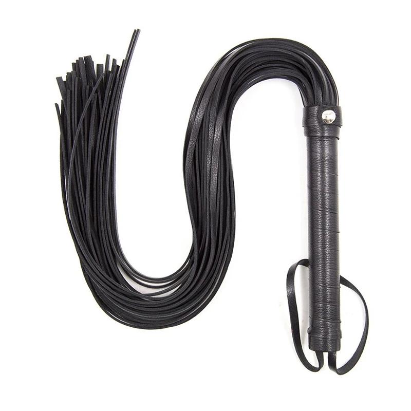 High Quality Pu Leather Pimp Whip Racing Riding Crop Party Flogger Hand Cuffs Queen Black Horse Riding Whip