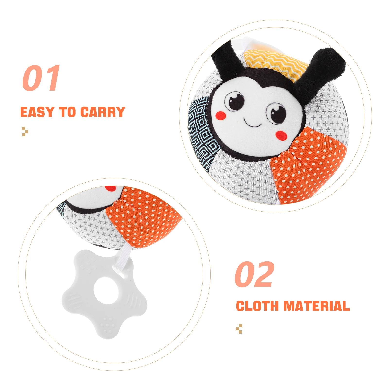 Palla da presa a mano per l'educazione precoce del bambino, tessuto morbido per lo sviluppo sensoriale dei neonati, volte della pancia, sonagli e attività per passeggino