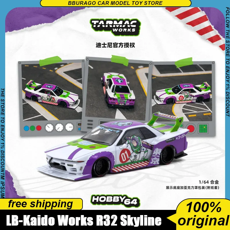 pre-sale-tarmac-works-1-64-lb-kaido-works-nissan-skyline-r32-buzz-lightyear-officially-licensed-diecast-car-model-toys-ornaments