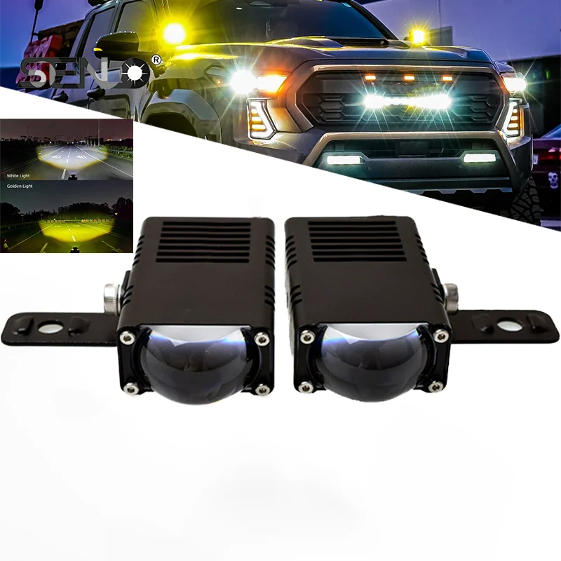 

SENLO 2 шт. T1Plus 12 В 100 Вт двухцветная фара с синими линзами, автомобильный бампер, светодиодный противотуманный фонарь дальнего света, двухцветные мотоциклетные фары