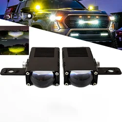 SENLO 2Pieces T1Plus 12V 100W Dual Color Headlight Blue Lens Car Bumper LED Fog Light Driving Light Dual Color Motorcycle Lights