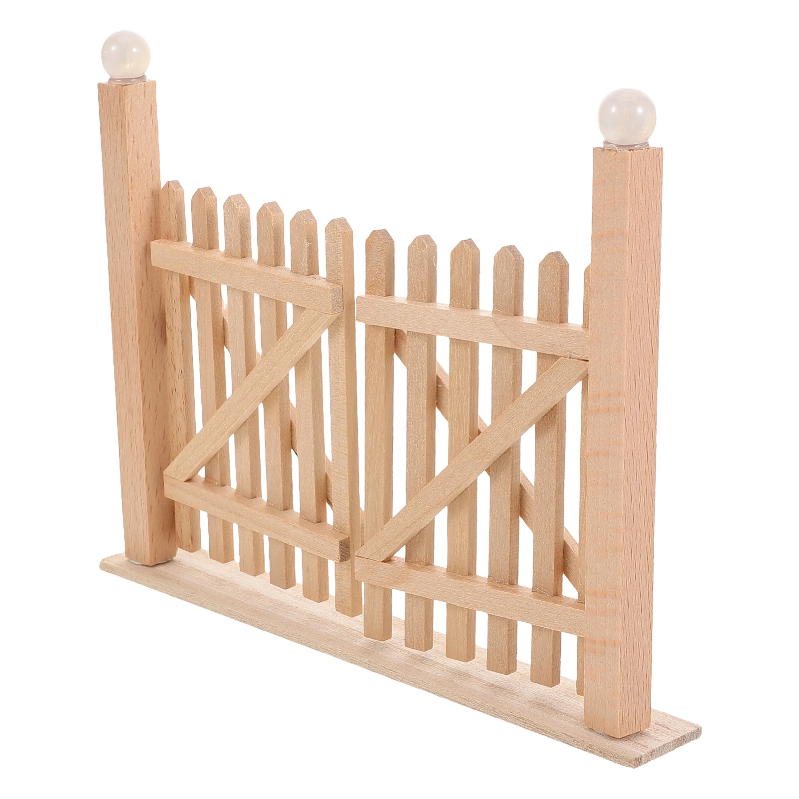 

Miniature Wooden 1:12 Scale Dollhouse Double Door Fence Mini Garden For Diy Crafts Roleplay Scenes Solid Wood Mini Gate