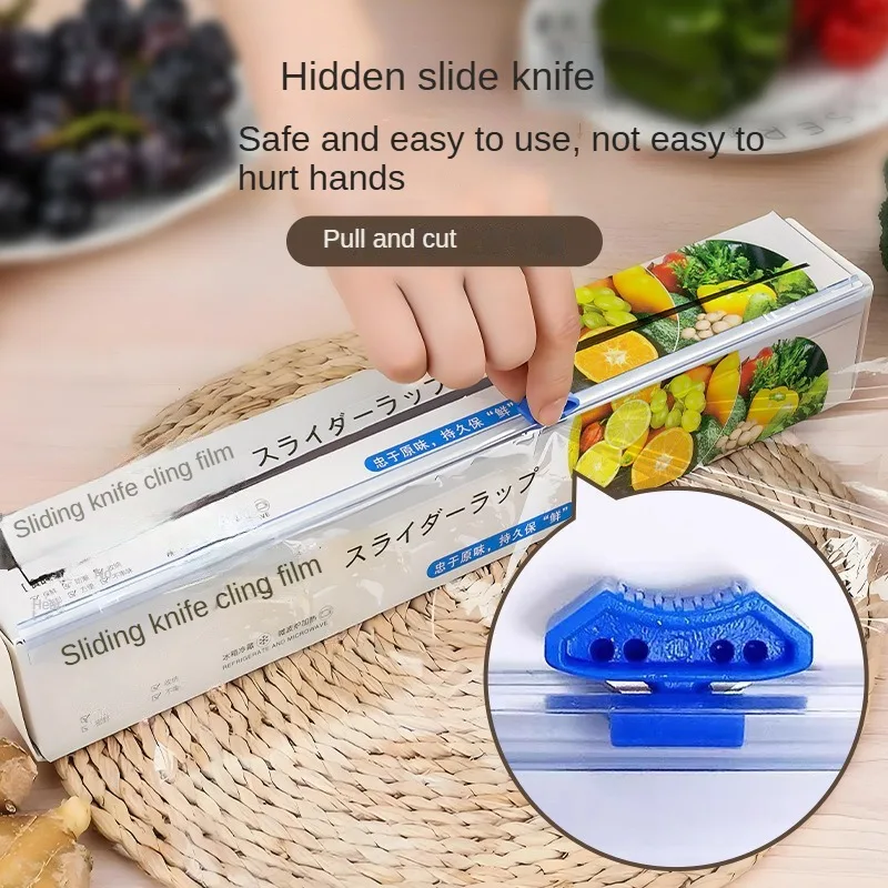 Slider Cling Film Food Grade Slider Convenient Cutting Large Roll Kitchen Household Cutting Box Economical and Practical Set