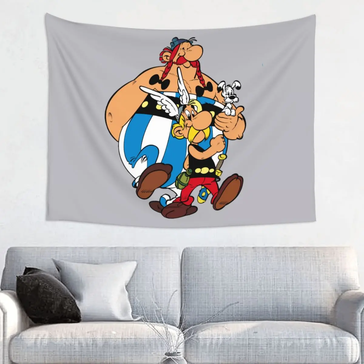 Customized Hippie Asterix And Obelix Tapestry Wall Hanging Home Decor Adventure Manga Getafix Dogmatix Tapestries Dorm