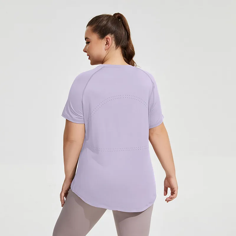 

Plus Size Sportswear Woman Gym 2024 Yoga Clothes Women T-Shirt Short Sleeve Fitness Top Breathable Slim Butt Cover Running Shirt