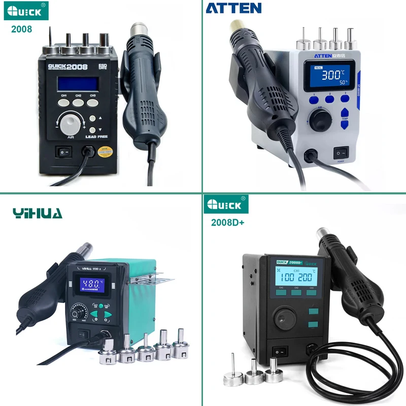 

Original ATTEN/QUICK 2008 ESD Digital Display Hot Air Gun Desoldering Station For PCB Board SMD BGA Welding Rework Repair Tool