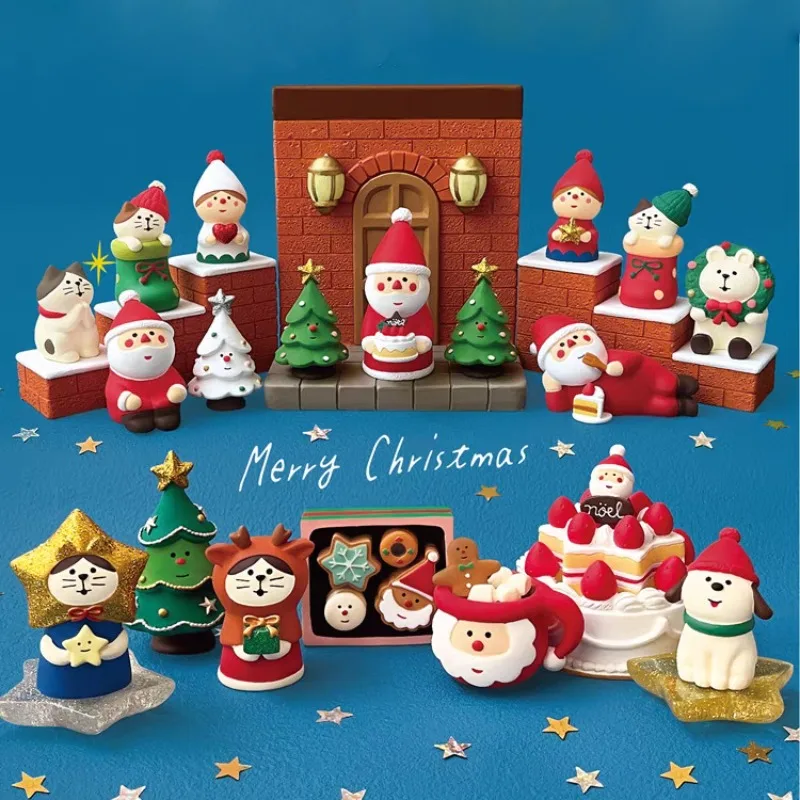 Resin Craft Decorations Christmas Figurines Japanese Cat Gifts Trendy Toy Blind Boxes Creative Home Ornaments Cute Cartoon Decor