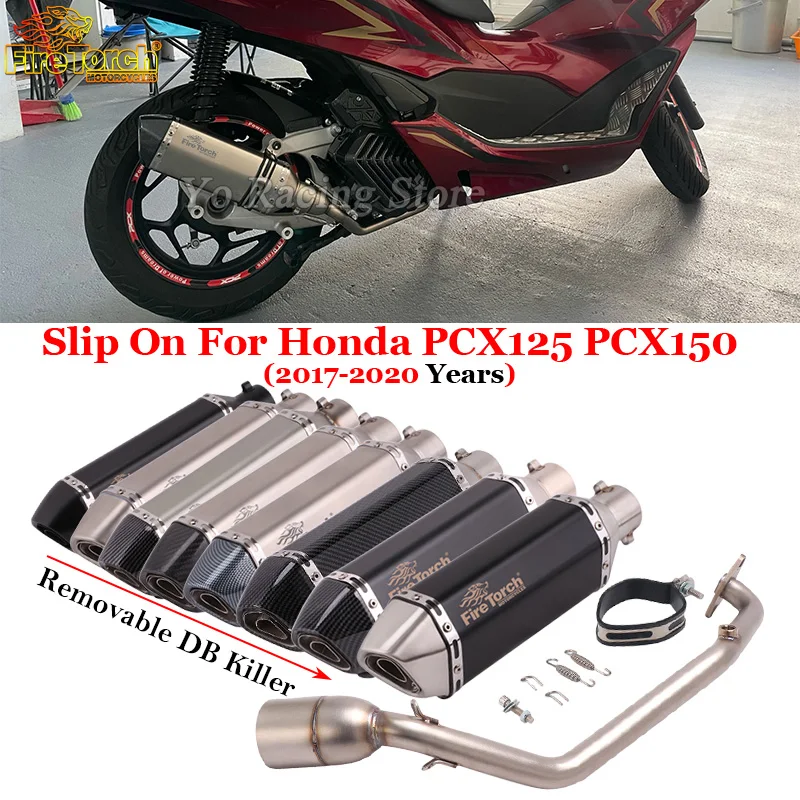 

Full System For Honda PCX125 PCX150 PCX 125 150 2021 2022 Motorcycle Exhaust Escape Front Mid Pipe With Muffler Moto DB Killer