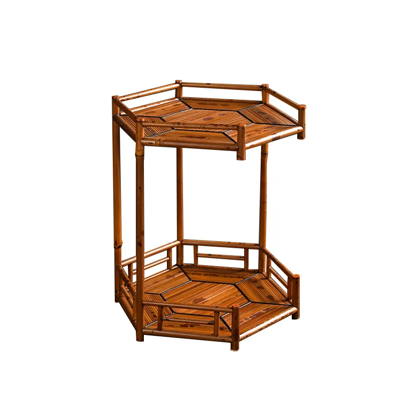

Hexagonal tea shed flower stand Japanese tea utensils Wenwan storage stand display tea ceremony