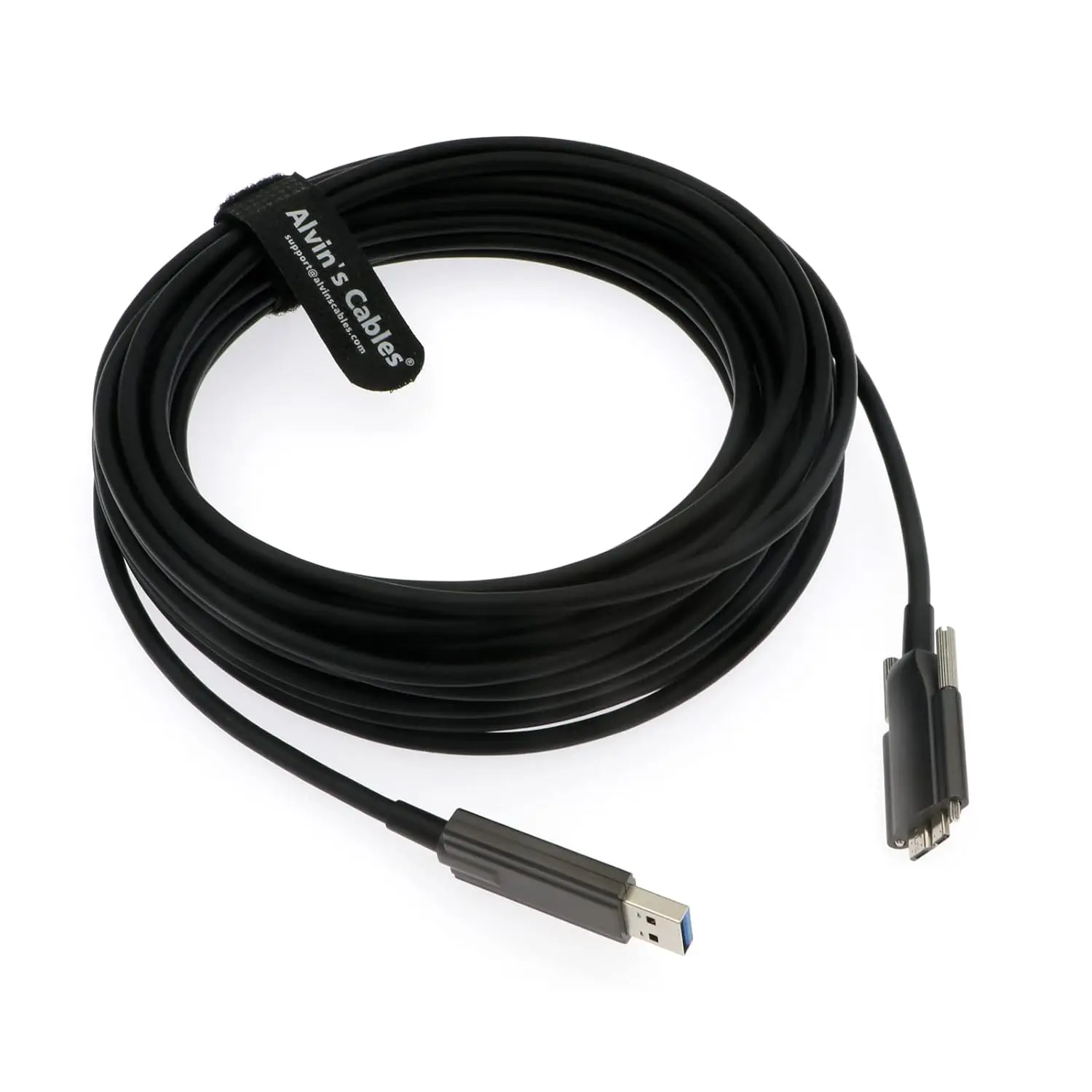 Alvin's Cables USB 3.0 to Micro-B Fiber-Optics Data-Cable for Basler ACE Camera Micro-B Locking-Screws to Type-A Shielded-Cable