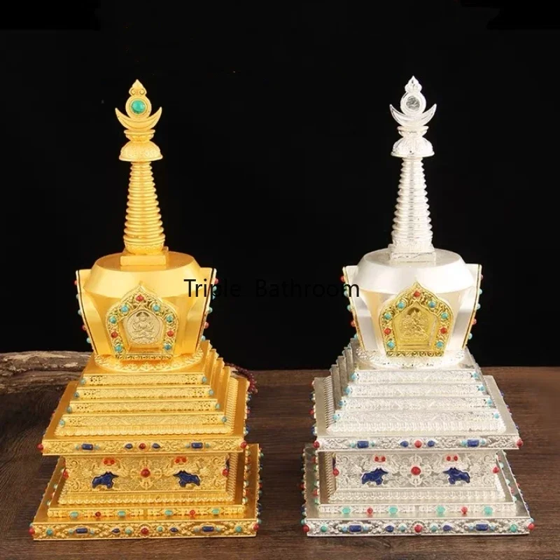 Tibetan Bodhi Pagoda Stupa of Relics Tibetan Products Buddha Pagoda Pendulum, Feng Shui Accessories, Home Decoration, 34cm