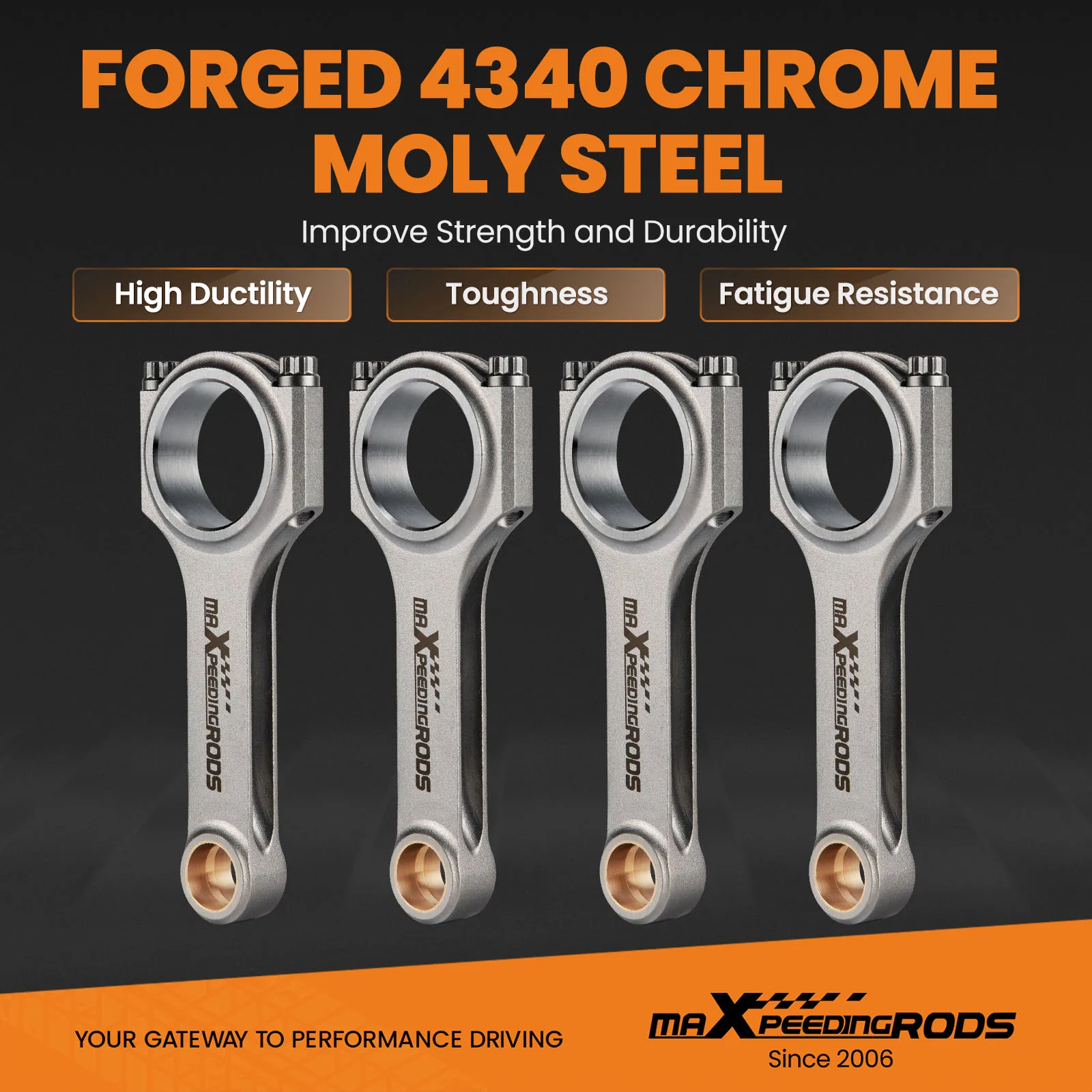 4x 4340 Forged Connecting Rods For Volvo B230 152mm Conrods ARP2000 Bolts 152mm H-beam Bellie  Belias Floating EN24