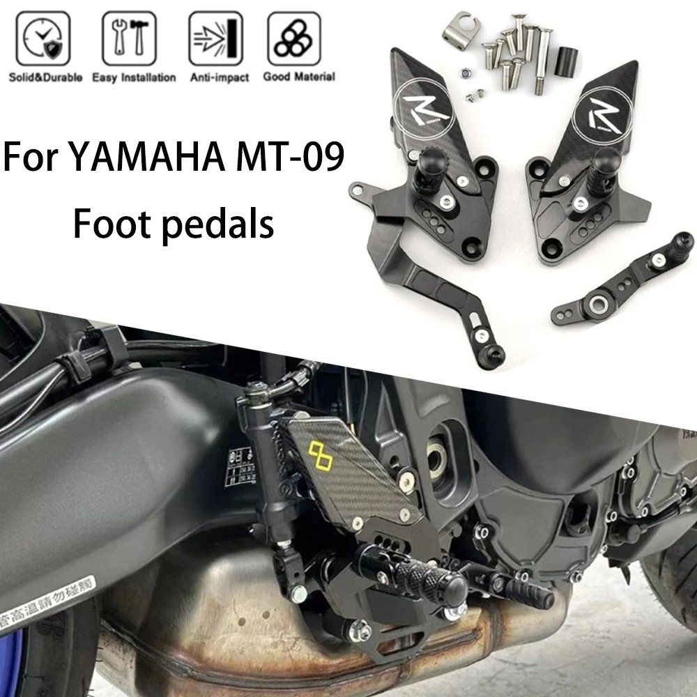 MTKRACING For YAMAHA MT-09 2021-2024 Rear Sets Heighten Pedal Adjustable Rearsets FootPegs Shift Lever Brake Kit