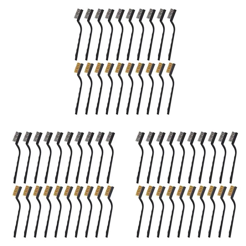 

AT02-60 Pcs Wire Brush Metal Brush For Cleaning Welding Slag And Rust Scratch Brush Curved Handle Slag Brush Wire Rust Brush