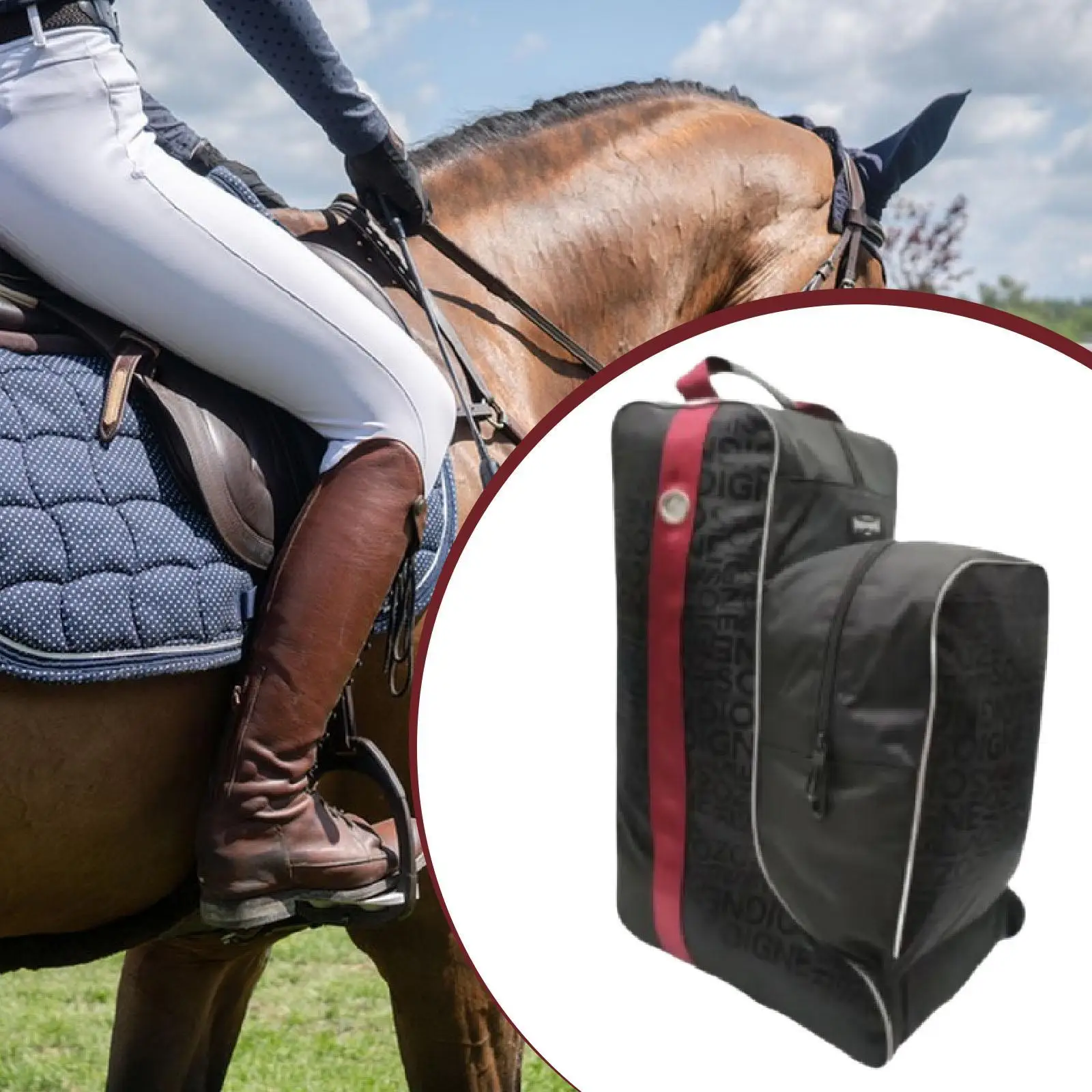 Carry Pouch with Handle Equestrian Pack Equipment Horse Riding Tall Boot Bag Organizer for Competition Travel Shoes Trip Tour
