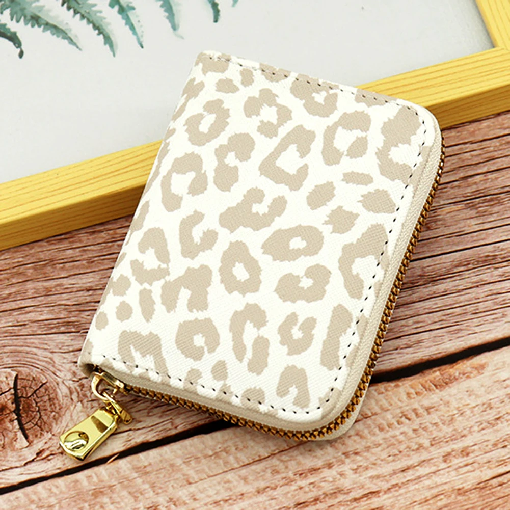 

2024 White Leopards Print Zipper Card Bag Wear-Resistant Ultra-thin Card Sleeve Business Wallet for Credit Card Storaging 지갑