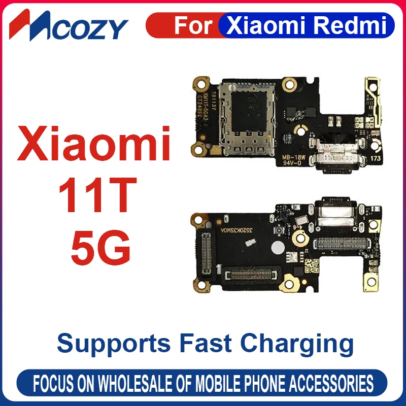 ل Xiaomi 11T-5G USB شحن حوض موصل ميناء مجلس فليكس كابل إصلاح أجزاء مع IC