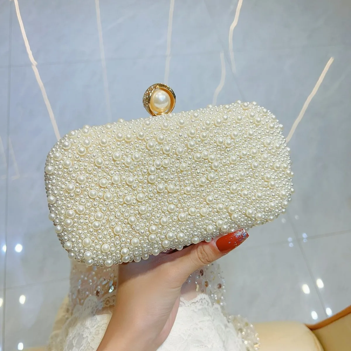 

Ele Pearl Clutch Wallet Crossbody Bag for Women Suitable for Banquet Evening Dres Faionable Briti Sle Ladies Bag