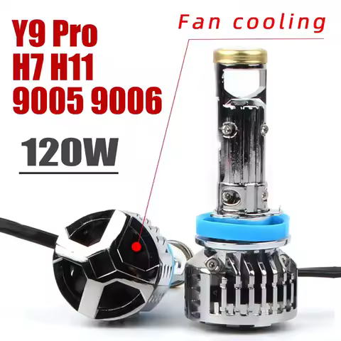 Y9 Pro Mini Headlights Bulb LED Canbus Auto H7 Fog Lamps Projector Lens H8 H9 H11 9005 9006 Car Hi/Lo Beam Light 120W 6000K