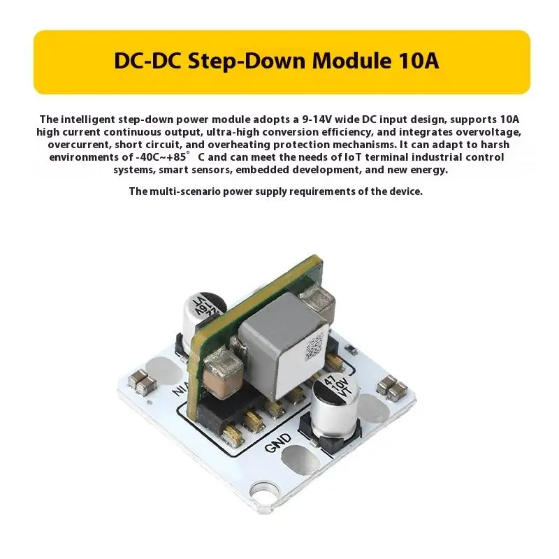 

DC Input Power Supply Board Accessory, 10A, 5V Output, Adjustable Buck Converter Module, 9-14V