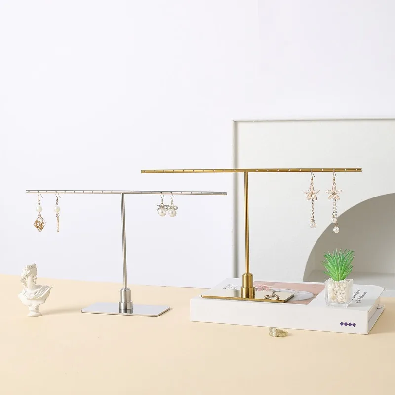 Metal Earrings Stand T Shape Miniature Earrings Stands Desktop Vertical Modern Earring Holder Jewelry Store Display Holders