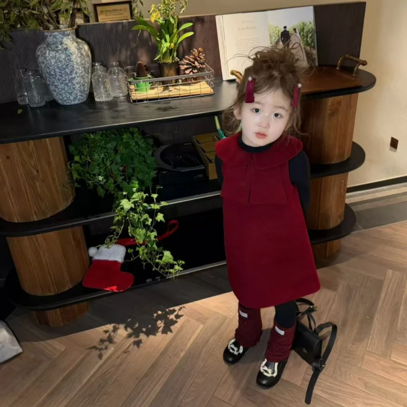 

Girls New Year Thickened Dress2026New Winter New Year Battle Robe for Baby Girls Thickened Red Vest Dress