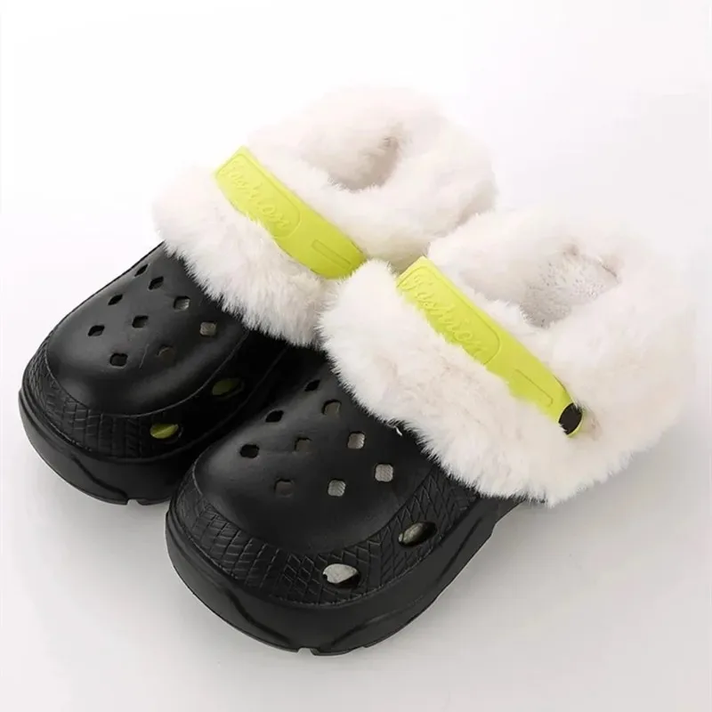 1Pair Removable Fur Lined Winter Insoles for Clogs – Soft Thickened Plush Shoe Pads for Hole Shoes Men Women