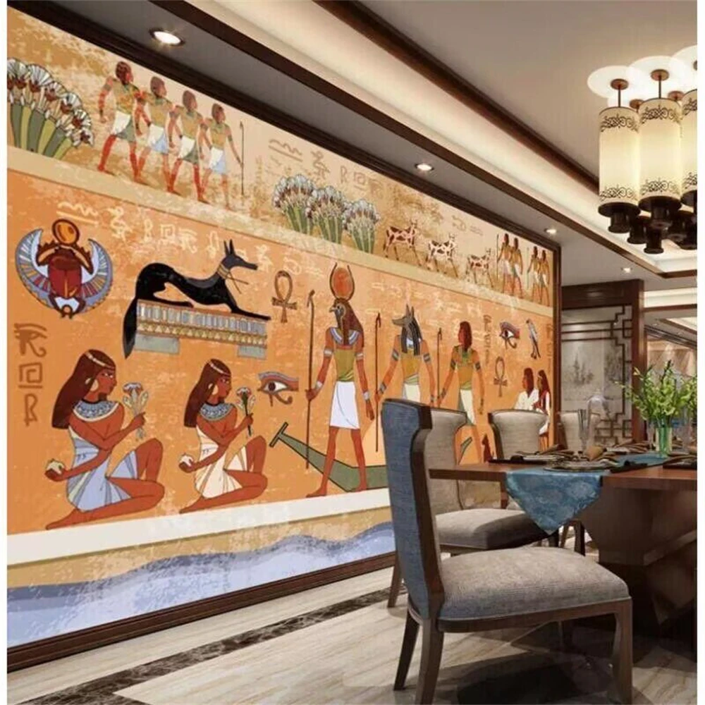 custom photo Bar KTV personality retro European People Pharaoh Egypt Pyramids wall paper 3D mural 3d wallpapers for living room
