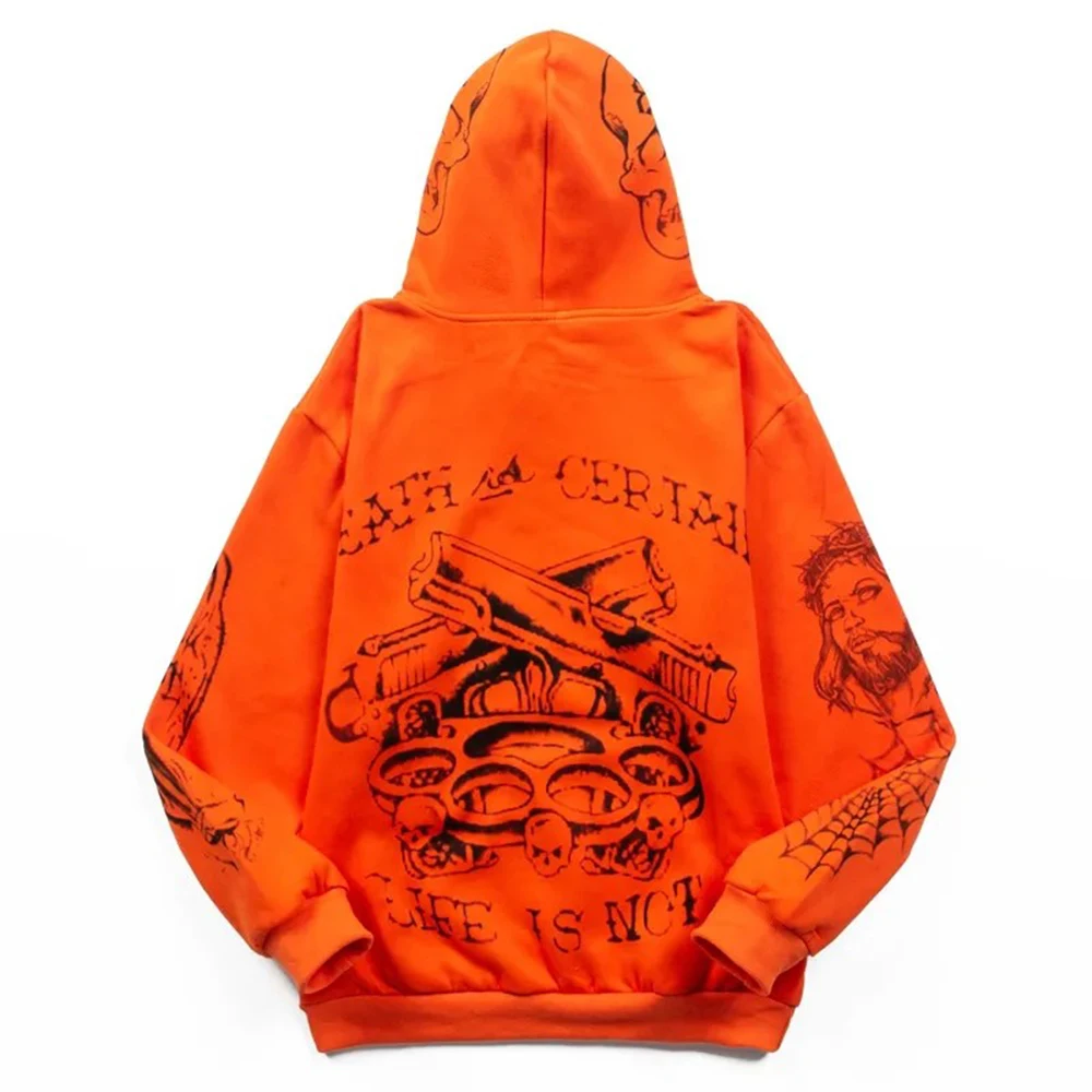 New Autumn And Winter Fashion Trend Dark Style Y2k Hooded Sweatshirt Unisex American Street Casual Loose High Quality Hoodie Men