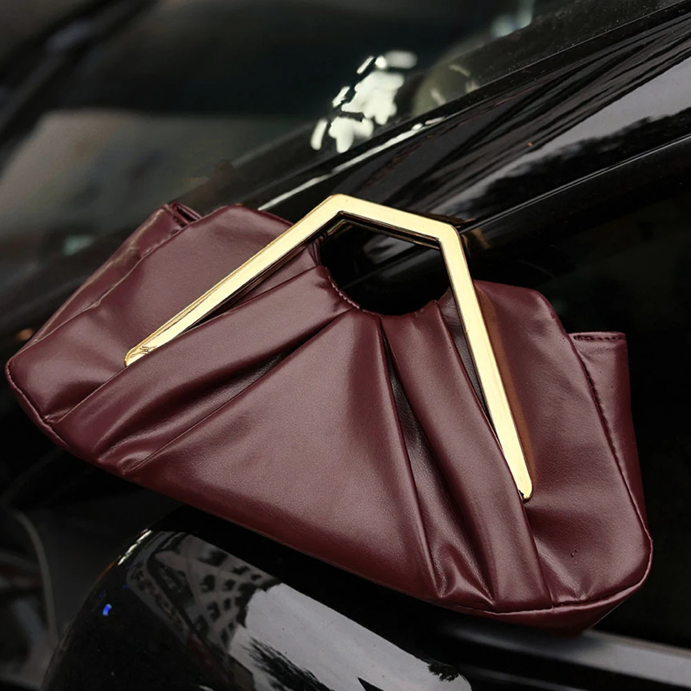 Luxus Designer Taschen für Frauen Weiche PU Leder Handtaschen Halbmond Geraffte Abend Frauen Tasche Kupplung Acryl Griff Wolke Taschen NEUE