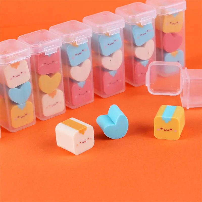 

4 boxes/PP boxed cute multi-color cute block eraser easy to wipe less crumb student stationery kawaii cute stationery school